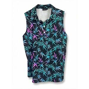 Sunday Swagger Women's L Tropical Resortwear Golf Vacation Sleeveless Polo Shirt